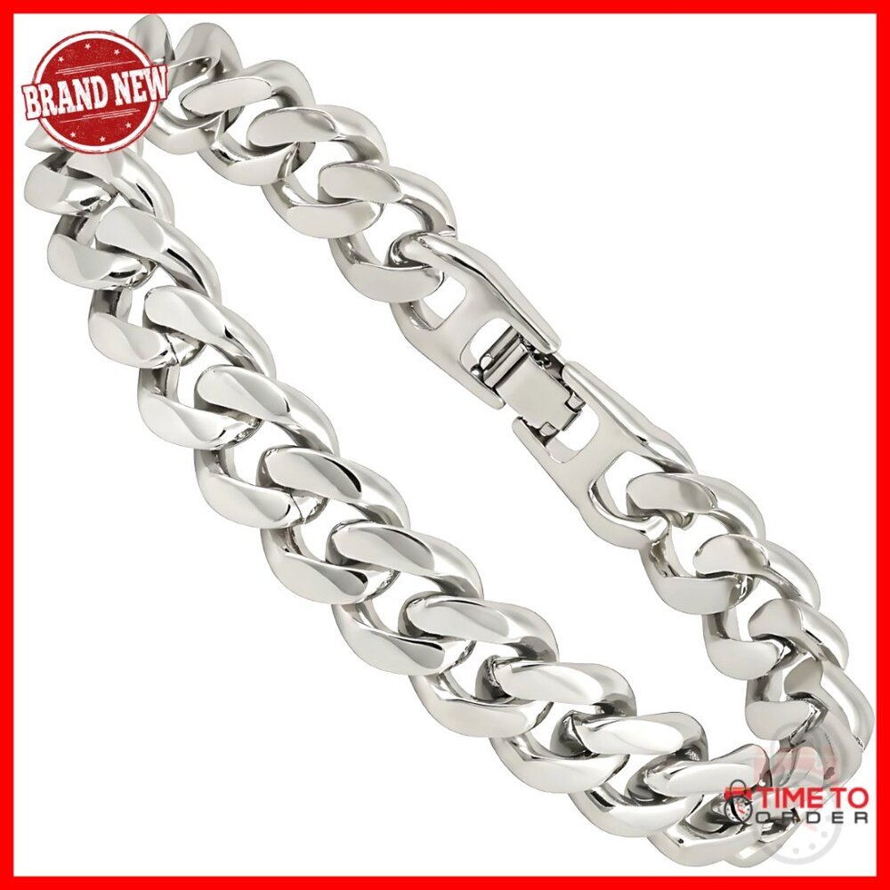 12mm Miami Curb Cuban Link Chain Bracelet for Men 24k Gold Plated